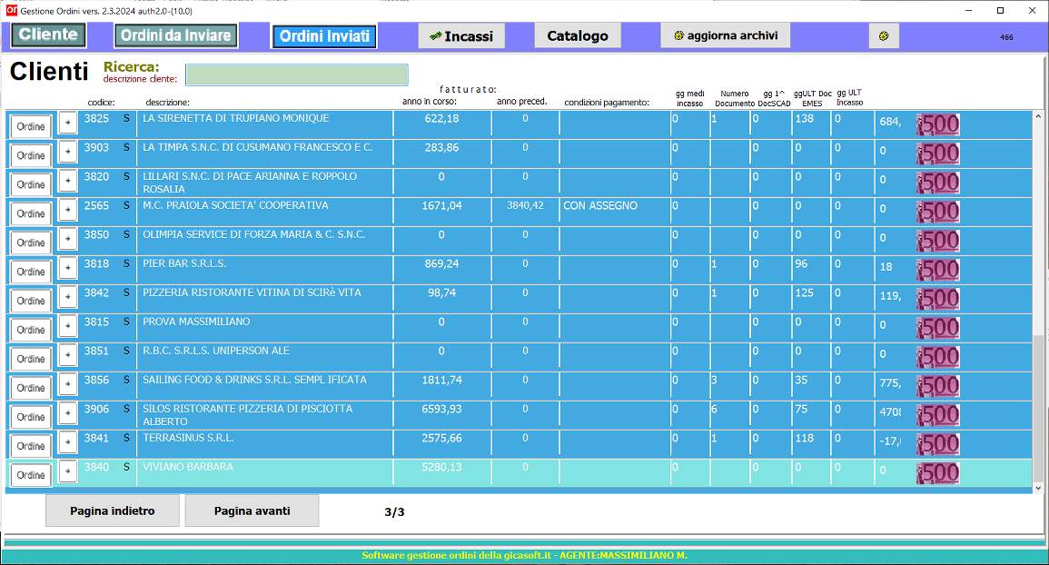 Gestione ordini agenti commercio.